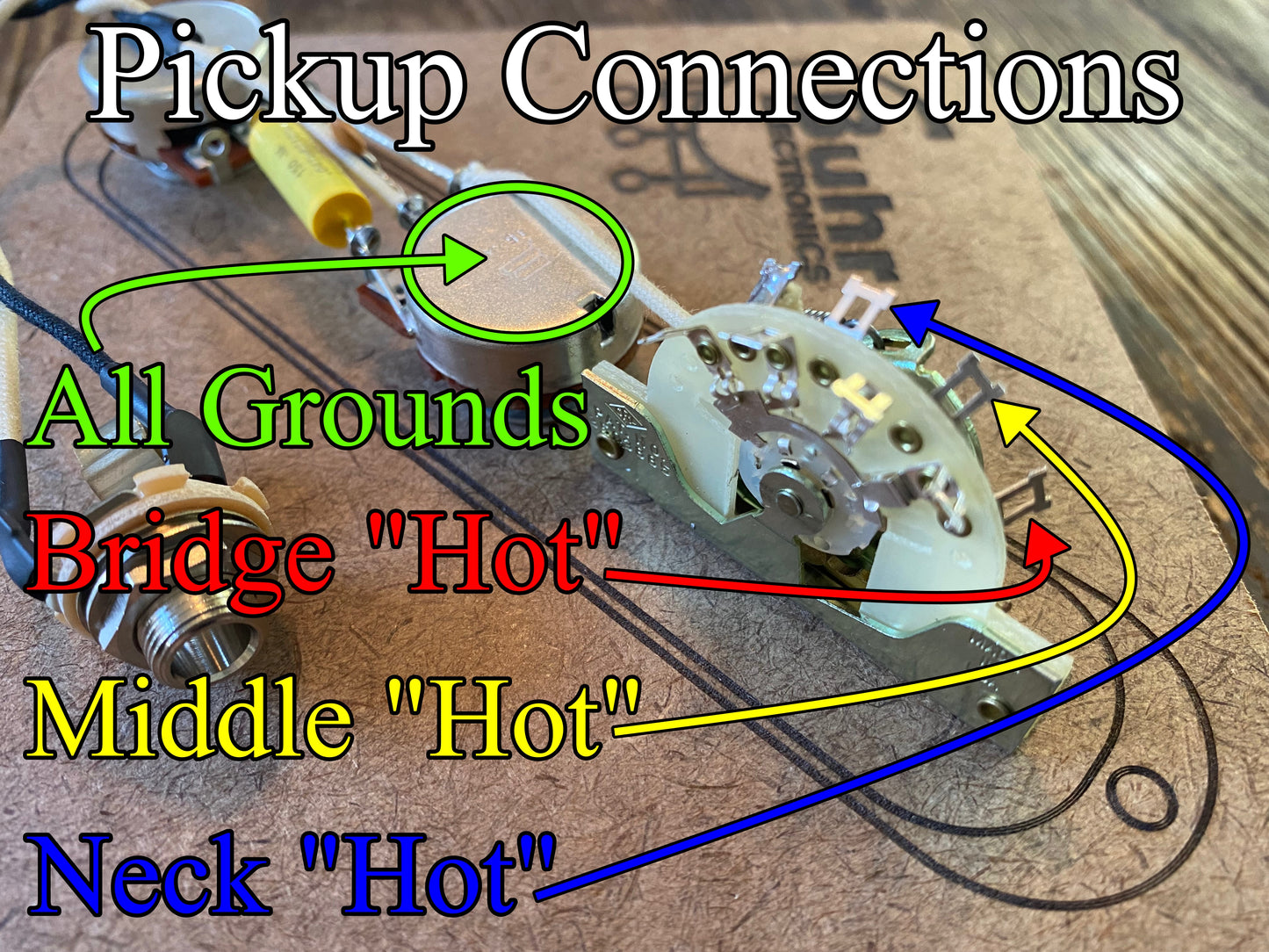 Nashville Telecaster 5-Way Wiring Kit | Bourns PDB241 Low-Friction 250 kΩ Audio Taper Potentiometers, Mallory 150 Capacitor