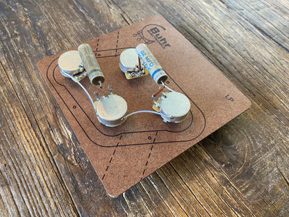 Les Paul 50s Style Wiring Kit | CTS / WD Music Custom Taper Potentiometers, Luxe Radio Grey Tiger Capacitors