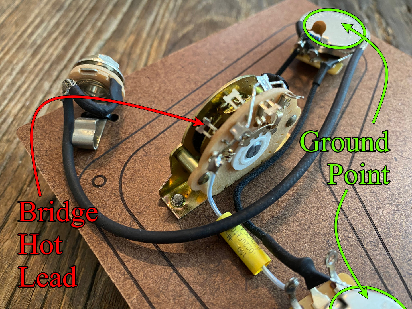 PRS Basic 3-Way Blade Wiring Kit | CTS 450G Potentiometers, Oak-Grigsby 3-Way, Mallory 150 Film Capacitors