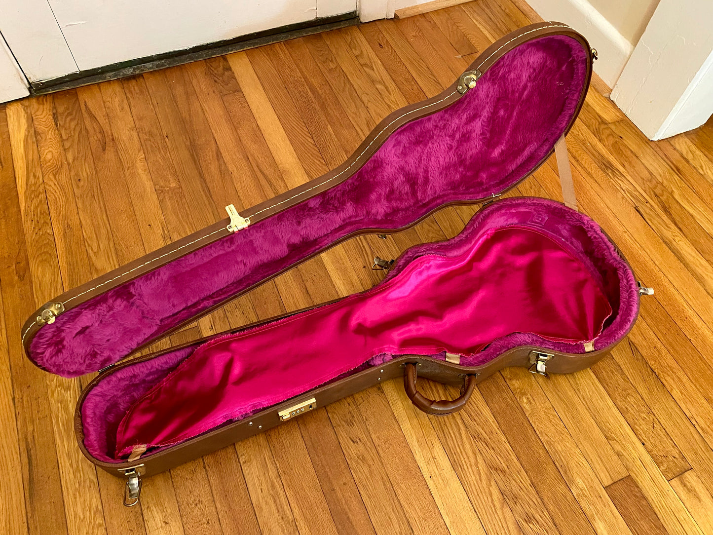 Gibson USA TKL Les Paul Hard Case | Brown & Pink w/ Pink Shroud, Soft Handle, Combo Lock