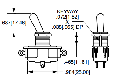 DPDT Amplifier Toggle | On-On Short Bat